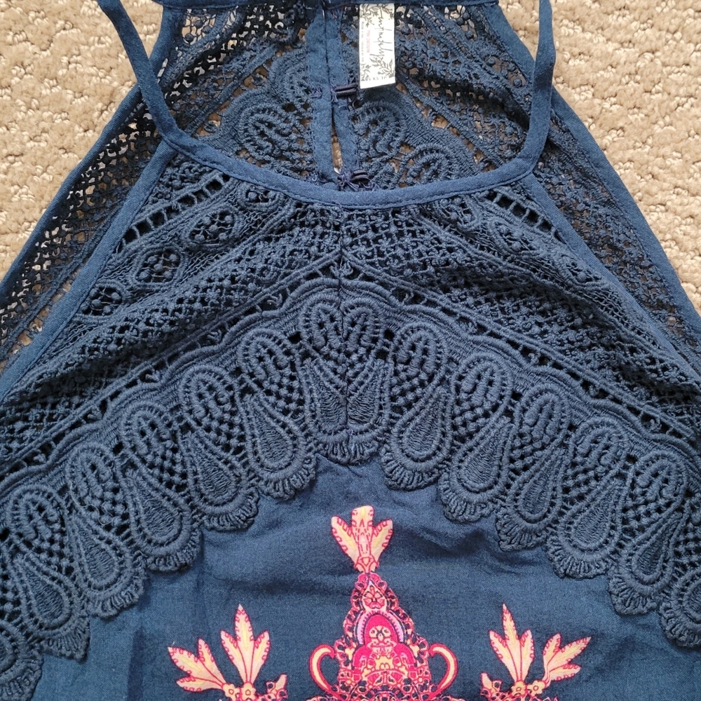 FREE PEOPLE Shea Printed Paisley Hivh Neck Slip Dress, Size XS - Picture 9 of 14